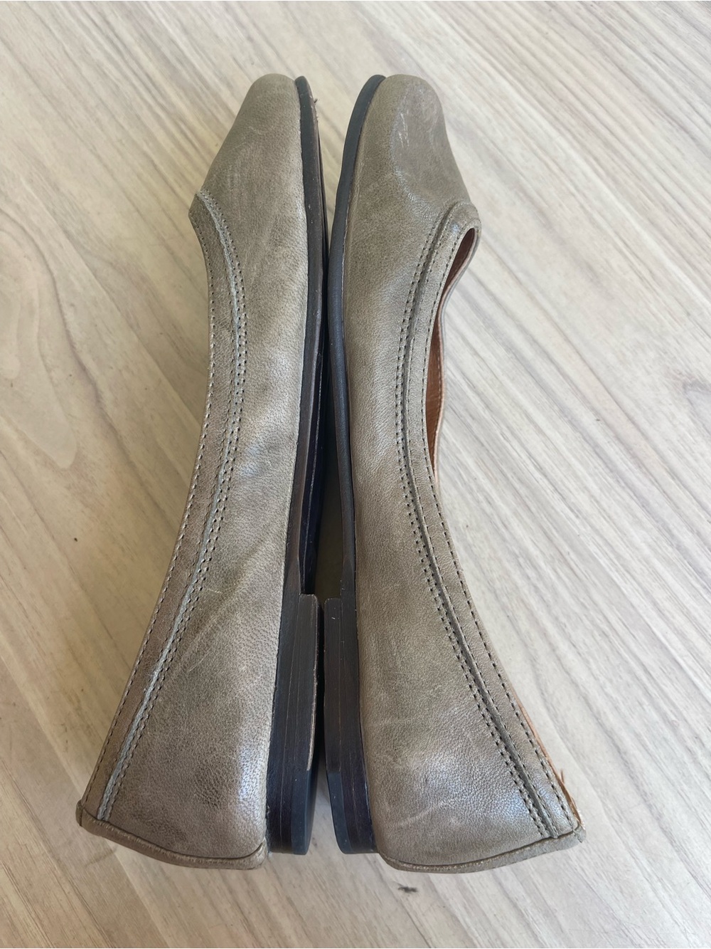 Frye Women's Taupe Leather Ballet Flats - Picture 5 of 12